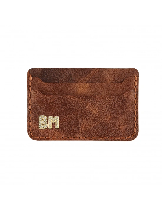 İsme Özel Yatay Kartlık - %100 Rainbow Deri - A011001 - Kahverengi