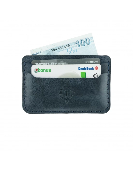 İsme Özel Yatay Kartlık - %100 Rainbow Deri - A011001 - Lacivert