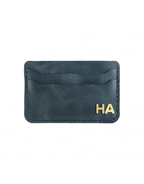 İsme Özel Yatay Kartlık - %100 Rainbow Deri - A011001 - Lacivert