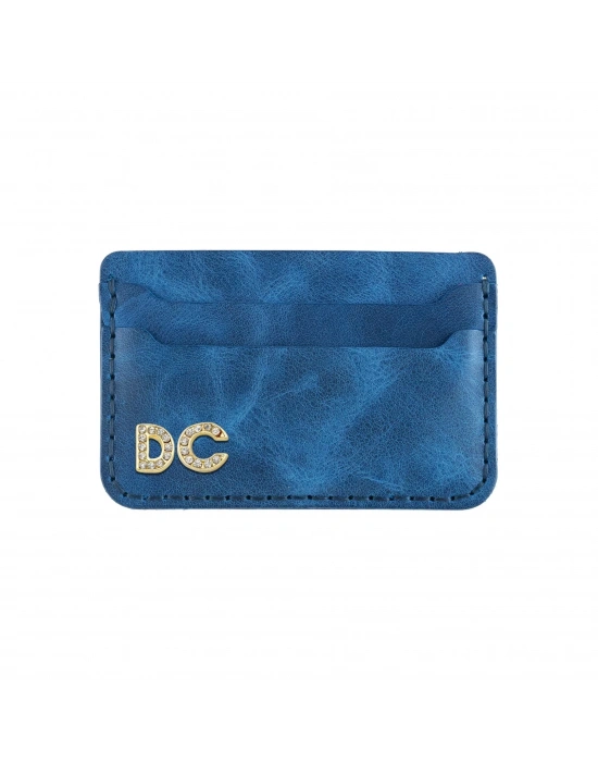 İsme Özel Yatay Kartlık - %100 Rainbow Deri - A011001 - Saks Mavisi