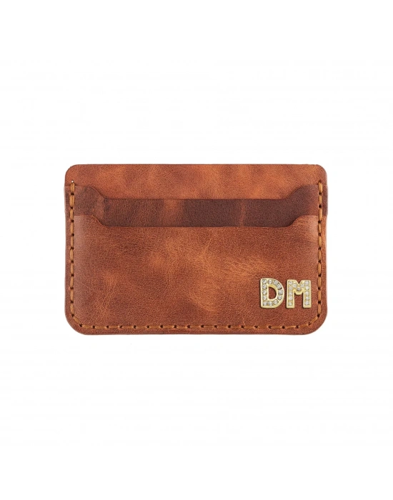İsme Özel Yatay Kartlık - %100 Rainbow Deri - A011001 - Tobacco