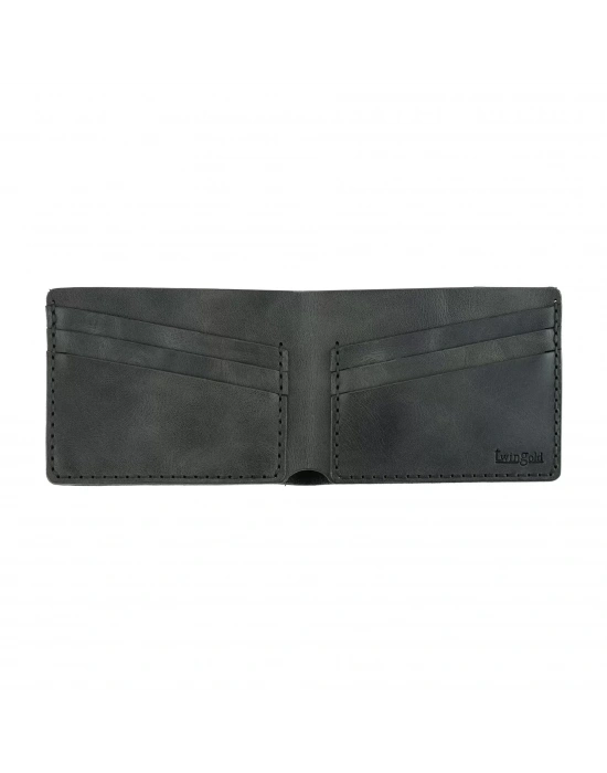 İsme Özel Yatay Klasik Cüzdan - %100 Rainbow Deri - A010001 - Antrasit