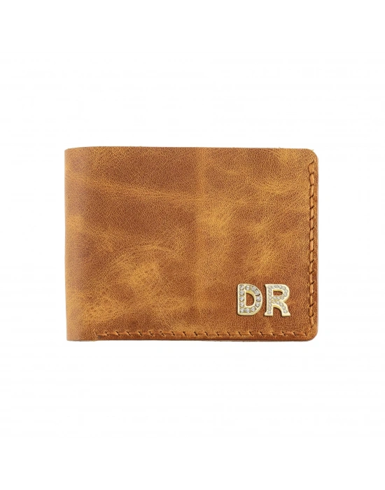 İsme Özel Yatay Klasik Cüzdan - %100 Rainbow Deri - A010001 - Camel