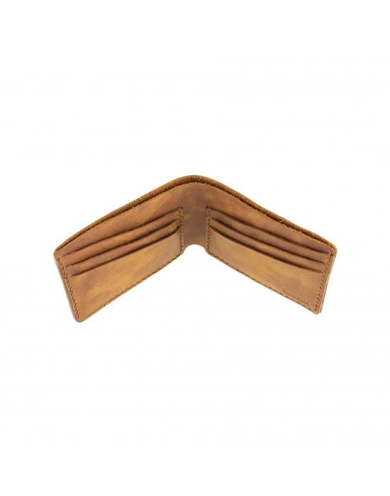 İsme Özel Yatay Klasik Cüzdan - %100 Rainbow Deri - A010001 - Camel