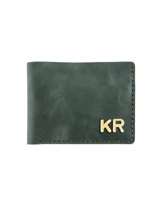 İsme Özel Yatay Klasik Cüzdan - %100 Rainbow Deri - A010001 - Haki