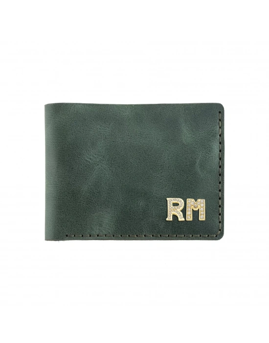 İsme Özel Yatay Klasik Cüzdan - %100 Rainbow Deri - A010001 - Haki