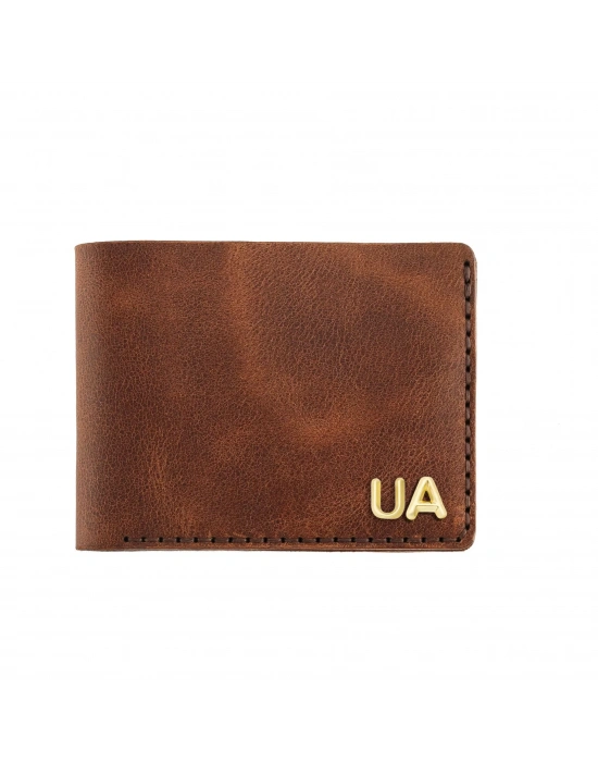 İsme Özel Yatay Klasik Cüzdan - %100 Rainbow Deri - A010001 - Kahverengi