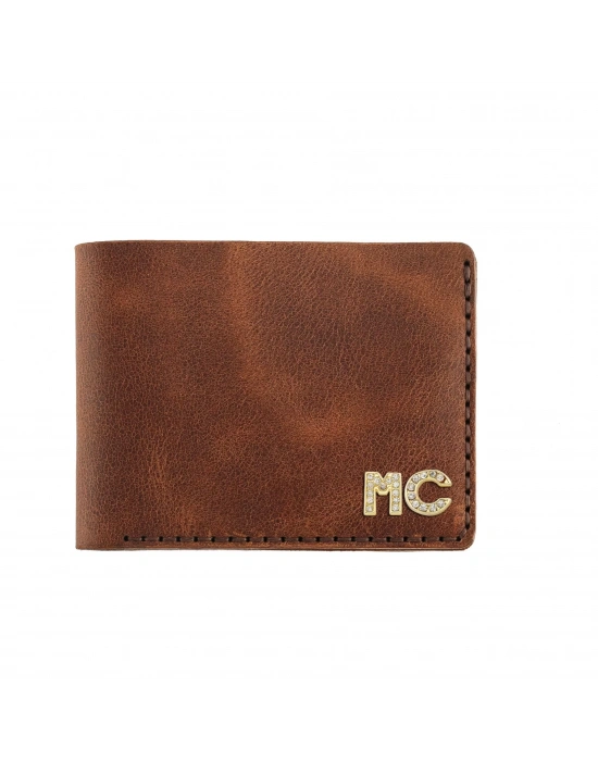 İsme Özel Yatay Klasik Cüzdan - %100 Rainbow Deri - A010001 - Kahverengi