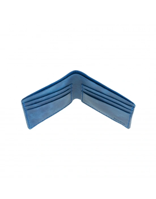 İsme Özel Yatay Klasik Cüzdan - %100 Rainbow Deri - A010001 - Saks Mavisi