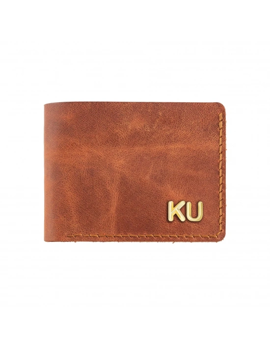 İsme Özel Yatay Klasik Cüzdan - %100 Rainbow Deri - A010001 - Tobacco