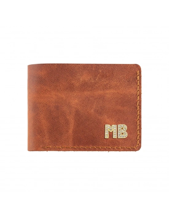 İsme Özel Yatay Klasik Cüzdan - %100 Rainbow Deri - A010001 - Tobacco