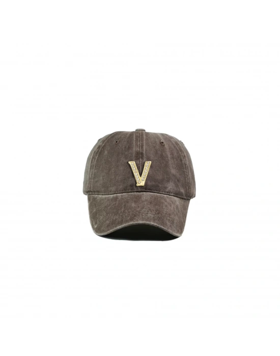 İsme Özel Yıkamalı Kep Şapka - AB01010 - Kahverengi