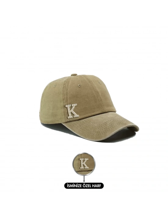 İsme Özel Yıkamalı Kep Şapka - AB01010 - Koyu Haki