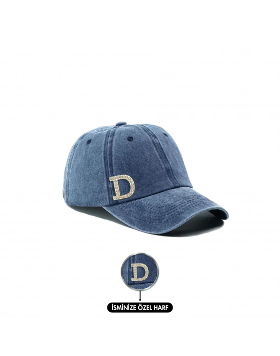 İsme Özel Yıkamalı Kep Şapka - AB01010 - Lacivert