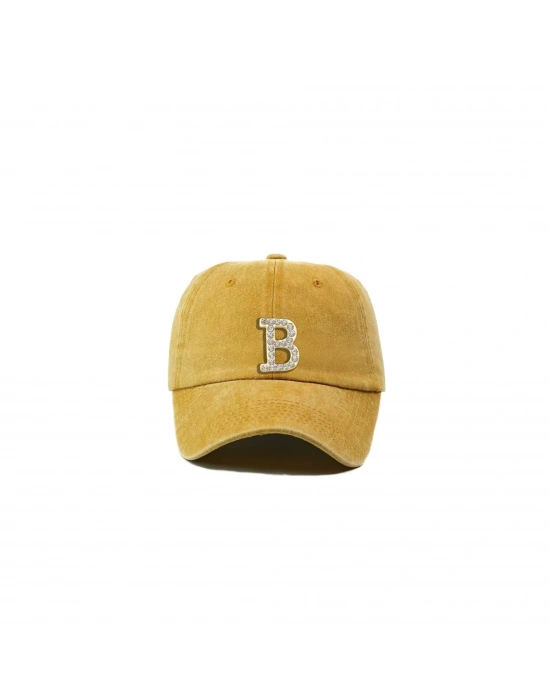 İsme Özel Yıkamalı Kep Şapka - AB01010 - Sarı