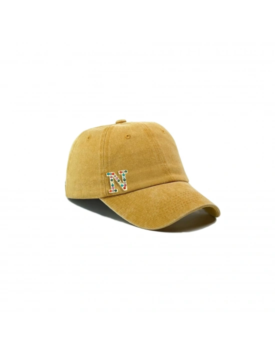 İsme Özel Yıkamalı Kep Şapka - AB01010 - Sarı