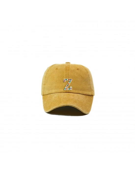 İsme Özel Yıkamalı Kep Şapka - AB01010 - Sarı