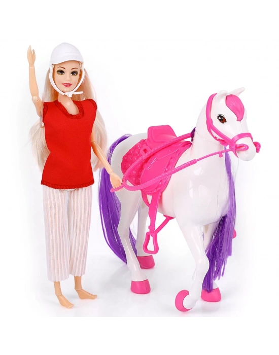 Jasmine Atlı Bebek Beyaz-Pembe