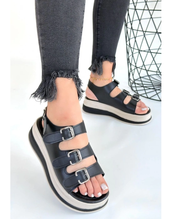 Jatay Siyah Cilt Sandalet