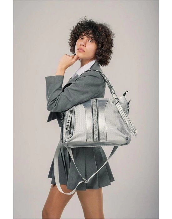 Jaxe Gri Cilt Omuz Çantası