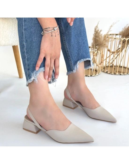 Jenti Bej Cilt Topuklu Ayakkabı