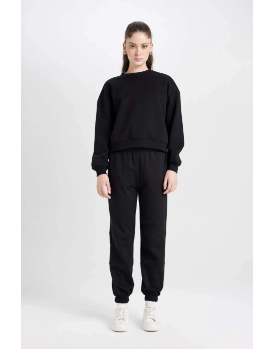 Jogger Eşofman Altı Beli Paçası Lastikli Cepli Uzun Boy Basic Düz D6646AX24WN