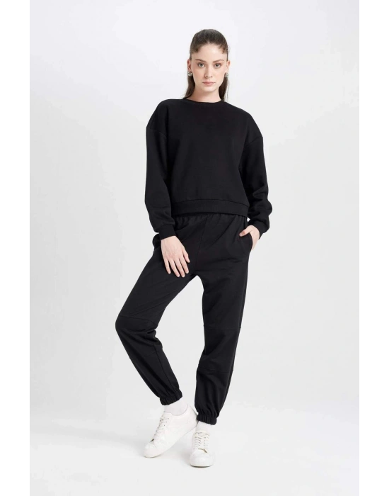 Jogger Eşofman Altı Beli Paçası Lastikli Cepli Uzun Boy Basic Düz D6646AX24WN