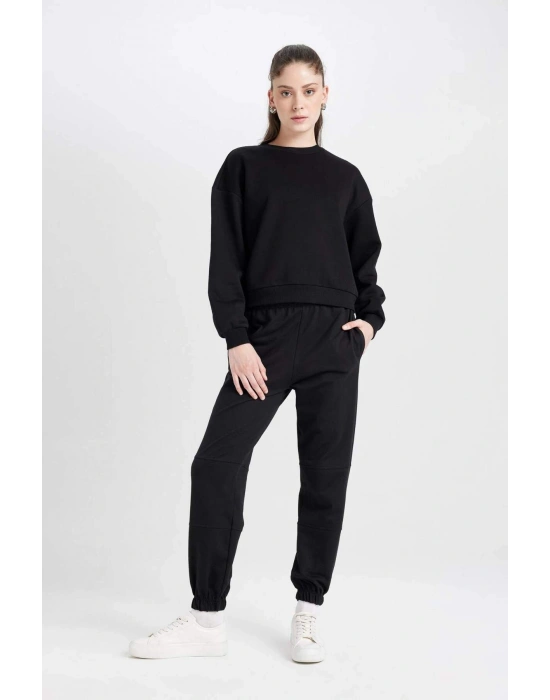 Jogger Eşofman Altı Beli Paçası Lastikli Cepli Uzun Boy Basic Düz D6646AX24WN