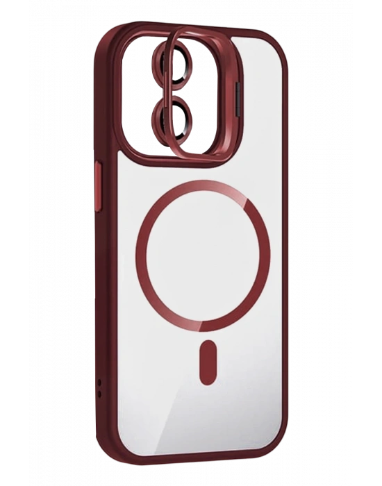 Joko Apple iPhone 11 Remim Lensli Magsafe Standlı Kapak - Bordo