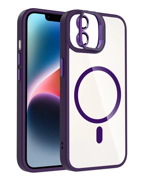 Joko Apple iPhone 11 Remim Lensli Magsafe Standlı Kapak - Derin Mor