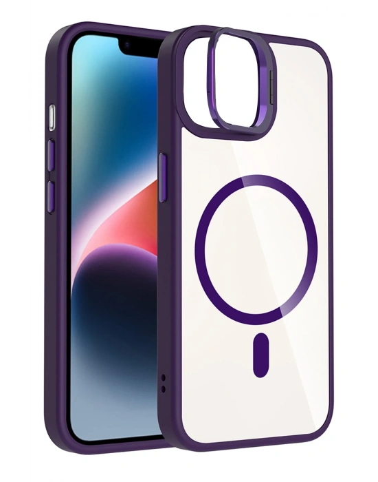 Joko Apple iPhone 11 Remim Lensli Magsafe Standlı Kapak - Derin Mor