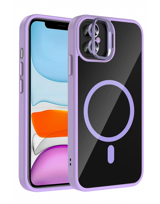 Joko Apple iPhone 11 Remim Lensli Magsafe Standlı Kapak - Lila