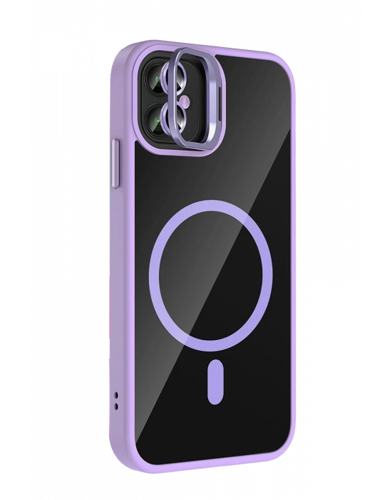 Joko Apple iPhone 11 Remim Lensli Magsafe Standlı Kapak - Lila