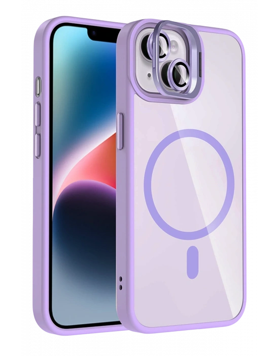 Joko Apple iPhone 13 Remim Lensli Magsafe Standlı Kapak - Lila