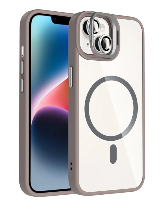Joko Apple iPhone 13 Remim Lensli Magsafe Standlı Kapak - Titan Gri