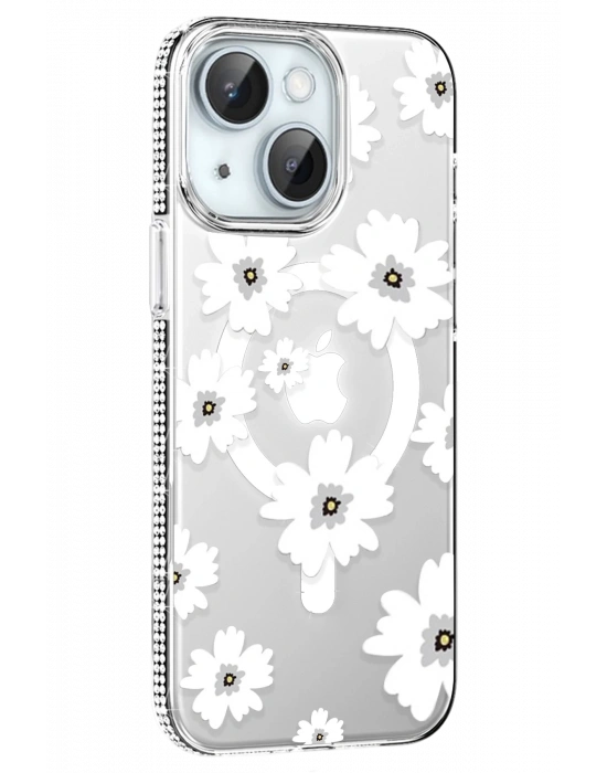 Joko Apple iPhone 14 Floral Magsafe Kapak - Beyaz