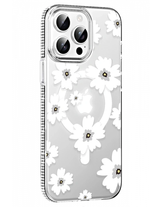 Joko Apple iPhone 14 Pro Max Floral Magsafe Kapak - Beyaz