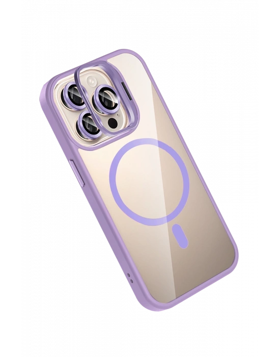 Joko Apple iPhone 14 Pro Max Remim Lensli Magsafe Standlı Kapak - Lila