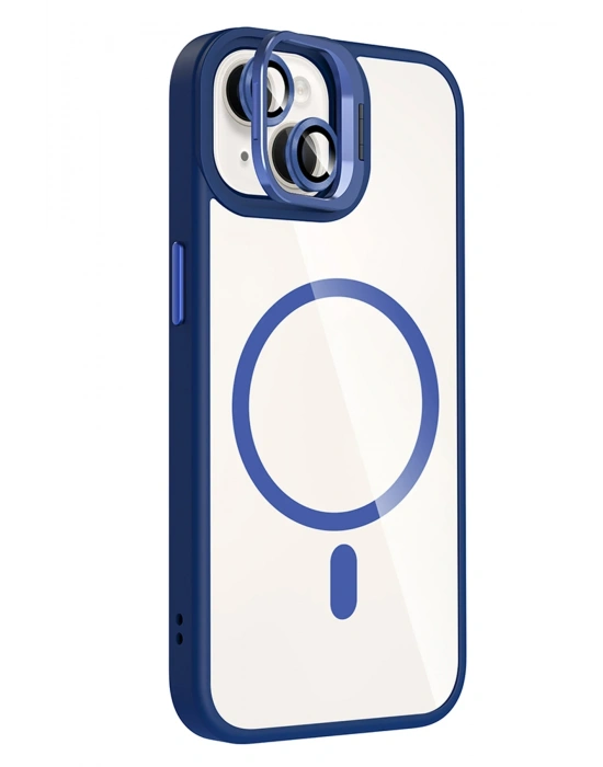 Joko Apple iPhone 14 Remim Lensli Magsafe Standlı Kapak - Lacivert