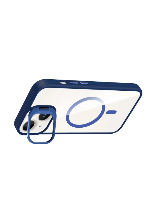 Joko Apple iPhone 14 Remim Lensli Magsafe Standlı Kapak - Lacivert