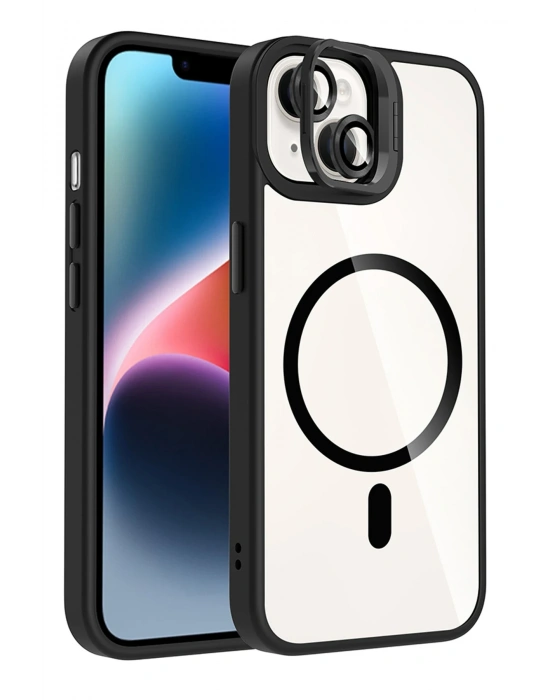 Joko Apple iPhone 14 Remim Lensli Magsafe Standlı Kapak - Siyah
