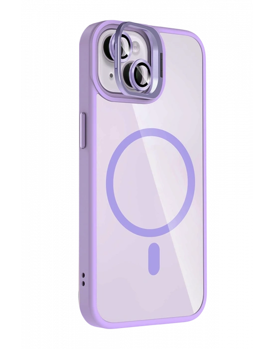 Joko Apple iPhone 15 Plus Remim Lensli Magsafe Standlı Kapak - Lila