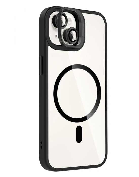 Joko Apple iPhone 15 Plus Remim Lensli Magsafe Standlı Kapak - Siyah