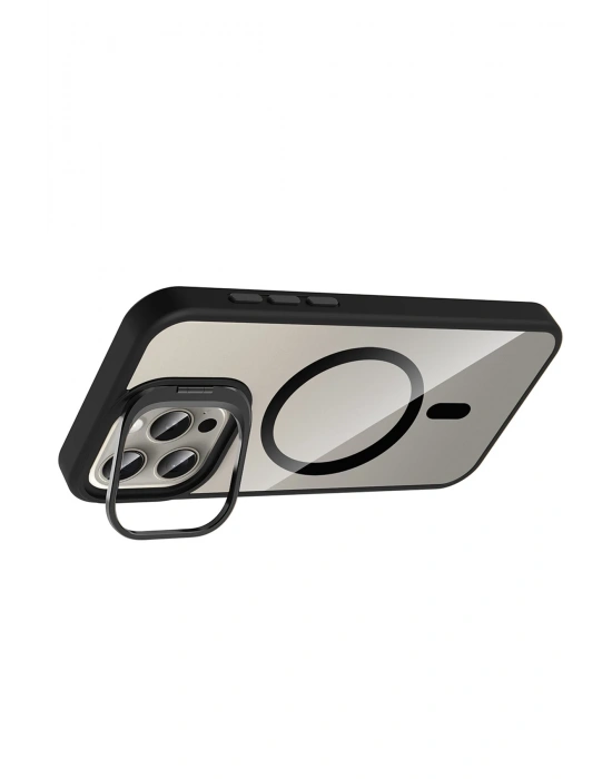 Joko Apple iPhone 15 Pro Max Remim Lensli Magsafe Standlı Kapak - Siyah