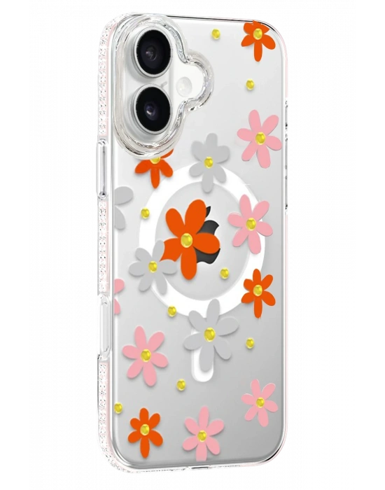 Joko Apple iPhone 16 Floral Magsafe Kapak - Turuncu