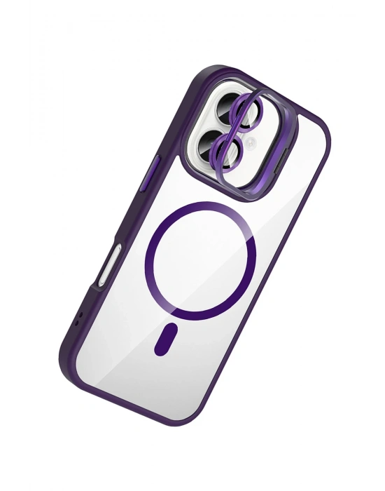 Joko Apple iPhone 16 Plus Remim Lensli Magsafe Standlı Kapak - Derin Mor