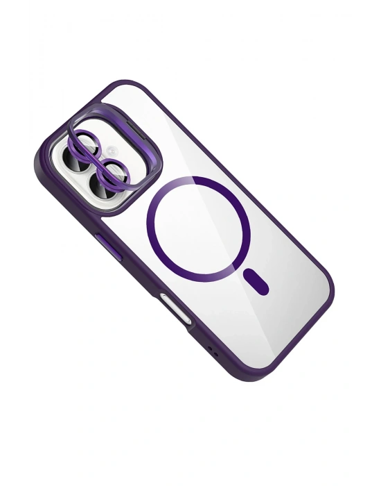 Joko Apple iPhone 16 Plus Remim Lensli Magsafe Standlı Kapak - Derin Mor