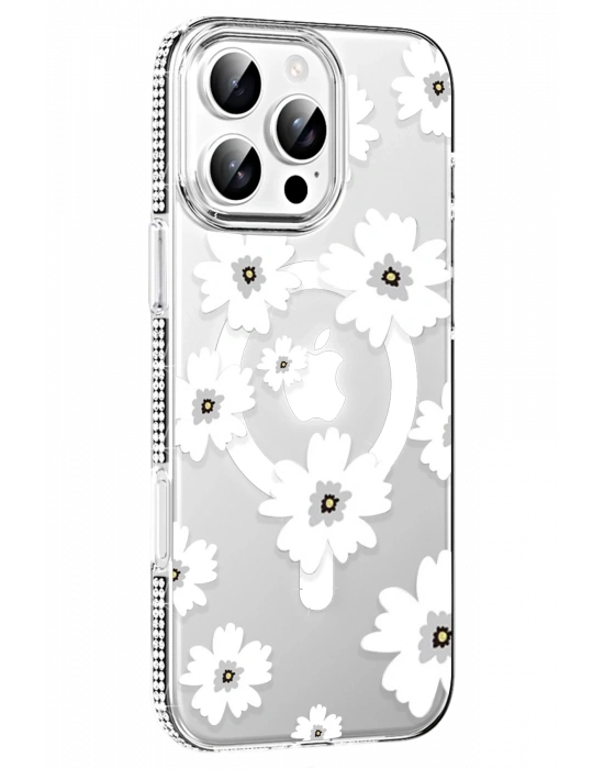 Joko Apple iPhone 16 Pro Max Floral Magsafe Kapak - Beyaz