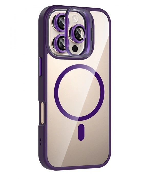 Joko Apple iPhone 16 Pro Max Remim Lensli Magsafe Standlı Kapak - Derin Mor