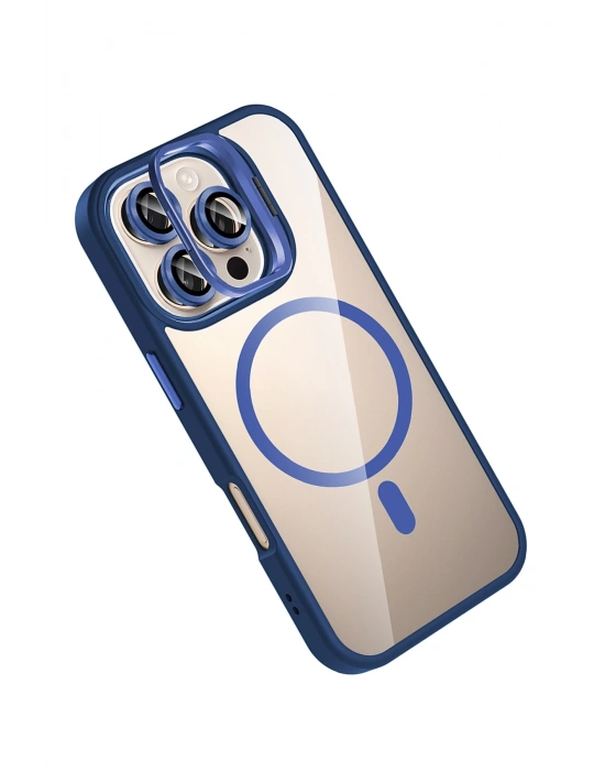 Joko Apple iPhone 16 Pro Max Remim Lensli Magsafe Standlı Kapak - Lacivert